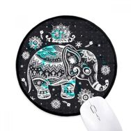 Dıythinker Ulus Fil Çiçek Siyah Mavi Hayvan Yuvarlak Kaymaz Mouse Pad