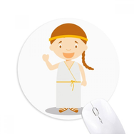 Dıythinker Uzun Beyaz Elbise Yunanistan Karikatür Yuvarlak Kaymaz Mouse Pad