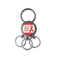 Dıythinker World Aids Day Kırmızı Kurdele 1 Aralık Hiv Farkındalık Dayanaklık Sembolü Metal Anahtarlık