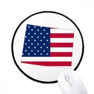 Dıythinker Wyoming Amerika Haritası Yıldız Çizgili Bayrak Yuvarlak Kaymaz Mouse Pad