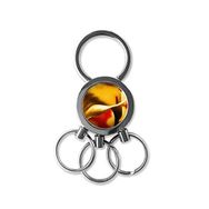 Dıythinker Yağlı Boya Kırmızı Sarı Calla Çiçek Sanat İllüstrasyon Desen Metal Anahtarlık