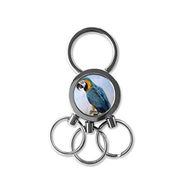 Dıythinker Yağlı Boya Papağan Kuş Figürü İllüstrasyon Desen Metal Anahtarlık