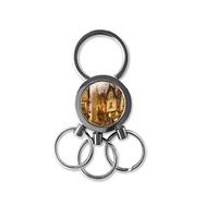 Dıythinker Yağlı Boya Resim Bina Yol Pazarı Antik Avrupa İllüstrasyon Desen Metal Anahtarlık