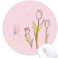 Dıythinker Yel Değirmeni Lale Ev Yeşillik Bitki Çiçek Yuvarlak Kaymaz Kauçuk Mouse Pad