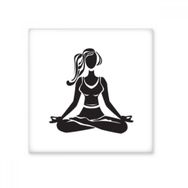 Dıythinker Yoga Kız Sağlıklı Tutun Çapraz Bacaklı Spor Silüeti Seramik Bisk Fayans Dekorasyon 20x20 cm Seramik Karo