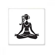 Dıythinker Yoga Kız Sağlıklı Tutun Çapraz Bacaklı Spor Silüeti Seramik Dekorasyon 10x10 cm Seramik Karo