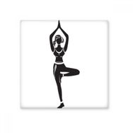 Dıythinker Yoga Kız Tek Bacak Standı Sağlıklı Spor Silüeti Dekorasyon 10x10 cm Seramik Karo