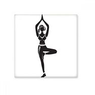Dıythinker Yoga Kız Tek Bacak Standı Sağlıklı Spor Silüeti Seramik Biske Fayans Dekorasyon 20x20 cm Seramik Karo