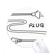 Dıythinker Yuvarlak Çift Delikli Plug Line El Çizimi Kaymaz Kauçuk Fare Altlığı