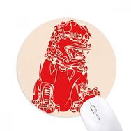Dıythinker Yuvarlak Çin Kırmızı Aslan Kağıt Kesim Vatanseverlik Kaymaz Kauçuk Fare Altlığı