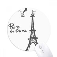 Dıythinker Yuvarlak Çizgi Çizim Eyfel Kulesi Silüeti Paris Kaymaz Kauçuk Fare Altlığı