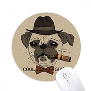 Dıythinker Yuvarlak İngiliz Stili Yumuşak Duman Köpek ve Sigara Kaymaz Kauçuk Fare Altlığı