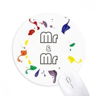 Dıythinker Yuvarlak LGBT Gökkuşağı Bayrağı Mr & Mr Kaymaz Kauçuk Fare Altlığı