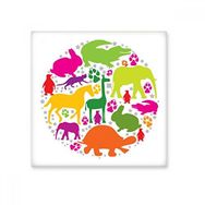 Dıythinker Yuvarlak Şekilli Tasarım Renkli Hayvanlar Seramik Biske Fayans 20x20 cm Seramik Karo