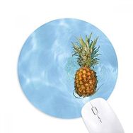 Dıythinker Yuvarlak Taze Ananas Tropik Meyve Resmi Kaymaz Kauçuk Fare Altlığı