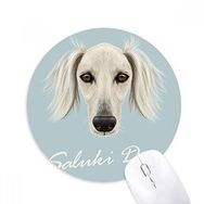Dıythinker Yuvarlak Uzun Yüz Beyaz Saluki Köpek Hayvan Kaymaz Kauçuk Fare Altlığı