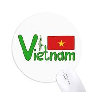 Dıythinker Yuvarlak Vietnam Ulusal Bayrağı Kırmızı Yeşil Desen Kaymaz Kauçuk Fare Altlığı