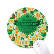 Dıythinker Yuvarlak Yonca Bira Gökkuşağı İrlanda St.Patrick's Day Kaymaz Kauçuk Fare Altlığı