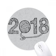 Dıythinker Yuvarlak Yün Top 2018 Happy New Year Kaymaz Kauçuk Fare Altlığı