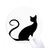 Dıythinker Yuvarlak Zarif Siyah Kedi Hayvan Silüeti Kaymaz Kauçuk Fare Altlığı