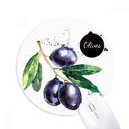 Dıythinker Yuvarlak Zeytin Meyvesi Lezzetli Sağlıklı Suluboya Kaymaz Kauçuk Fare Altlığı