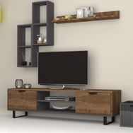 Dmodül Lonsa Kahverengi Gri Metal Ayaklı Tv Ünitesi