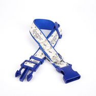 Doggie 3 cm x 36-60 cm Mavi Köpek ve Pati Desenli Dokuma Köpek Boyun Tasması