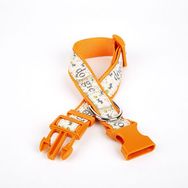 Doggie 3 cm x 36-60 cm Turuncu Köpek ve Pati Desenli Dokuma Köpek Boyun Tasması