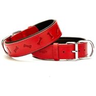 Doggie Comfort Deri Kemik Desenli 4x57 65 cm Kırmızı Small Köpek Boyun Tasması