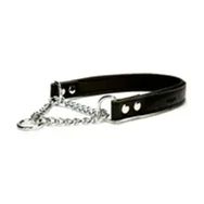 Doggie Comfort Deri Siyah 2.5x60 cm Boğma Zincirli Köpek Tasması