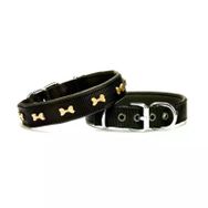 Doggie Comfort Metal Kemik İşlemeli M 2x35-40 cm Siyah Köpek Boyun Tasması