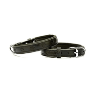 Doggie Comfort Siyah 2.5x37-45 cm Medium Deri Pati Desenli Köpek Boyun Tasması