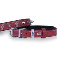 Doggie Kırmızı 4x57 65 cm Comfort Large Deri Çivili Köpek Boyun Tasması