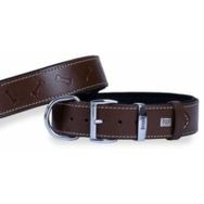 Doggie Konfor Deri Kemik Desenli Kahve 4x47-55 cm Boyun Tasması