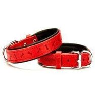 Doggie Konfor Deri Kemik Desenli Kırmızı 3,5x47-55 cm Boyun Tasması