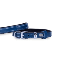 Doggie Konfor Deri Royal Mavi 4x47- 55 cm Köpek Boyun Tasması