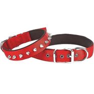 Doggie Konforlu Dokumadan El Yapımı Çivili Kırmızı 3x47-55 cm Köpek Boyun Tasması