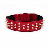 Doggie Konforlu Dokumadan El Yapımı Çivili Kırmızı 5x50-60 cm Köpek Boyun Tasması
