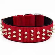 Doggie Konforlu Dokumadan El Yapımı Çivili Kırmızı 5x55-65 cm Köpek Boyun Tasması