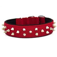 Doggie Konforlu El Yapımı Çivili Kırmızı 4x52-60 cm Köpek Boyun Tasması
