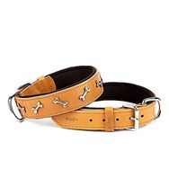 Doggie Konforlu El Yapımı Kemik Desenli Kamel 3.5x47-55 cm Köpek Boyun Tasması