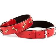 Doggie Konforlu El Yapımı Kemik Süslü Kırmızı 4x47-55 cm Köpek Boyun Tasması