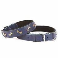 Doggie Konforlu El Yapımı Kemik Süslü Lacivert 3.5x52-60 cm Köpek Boyun Tasması