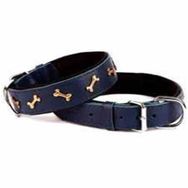 Doggie Konforlu El Yapımı Kemik Süslü Lacivert 4x57-65 cm Köpek Boyun Tasması