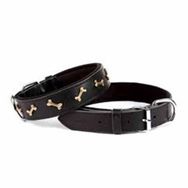 Doggie Konforlu El Yapımı Kemik Süslü Siyah 3x42-50 cm Köpek Boyun Tasması