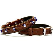 Doggie Konforlu El Yapımı Nazar Boncuklu Kahverengi 2x30-35 cm Köpek Boyun Tasması