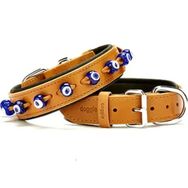 Doggie Konforlu El Yapımı Nazar Boncuklu Kamel 3.5x52-60 cm Köpek Boyun Tasması