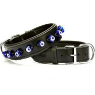 Doggie Konforlu El Yapımı Nazar Boncuklu Siyah 3.5x47-55 cm Köpek Boyun Tasması