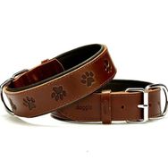 Doggie Konforlu El Yapımı Pati Desenli Kahverengi 4x52-60 cm Köpek Boyun Tasması