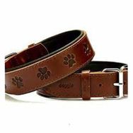 Doggie Konforlu El Yapımı Pati Desenli Kahverengi 4x57-65 cm Köpek Boyun Tasması